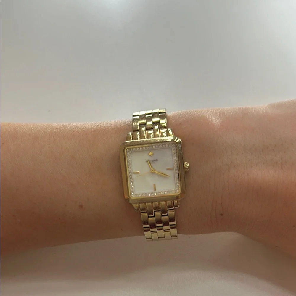 kate spade Gold Tone Square Link Bracelet Watch - Picture 2 of 2